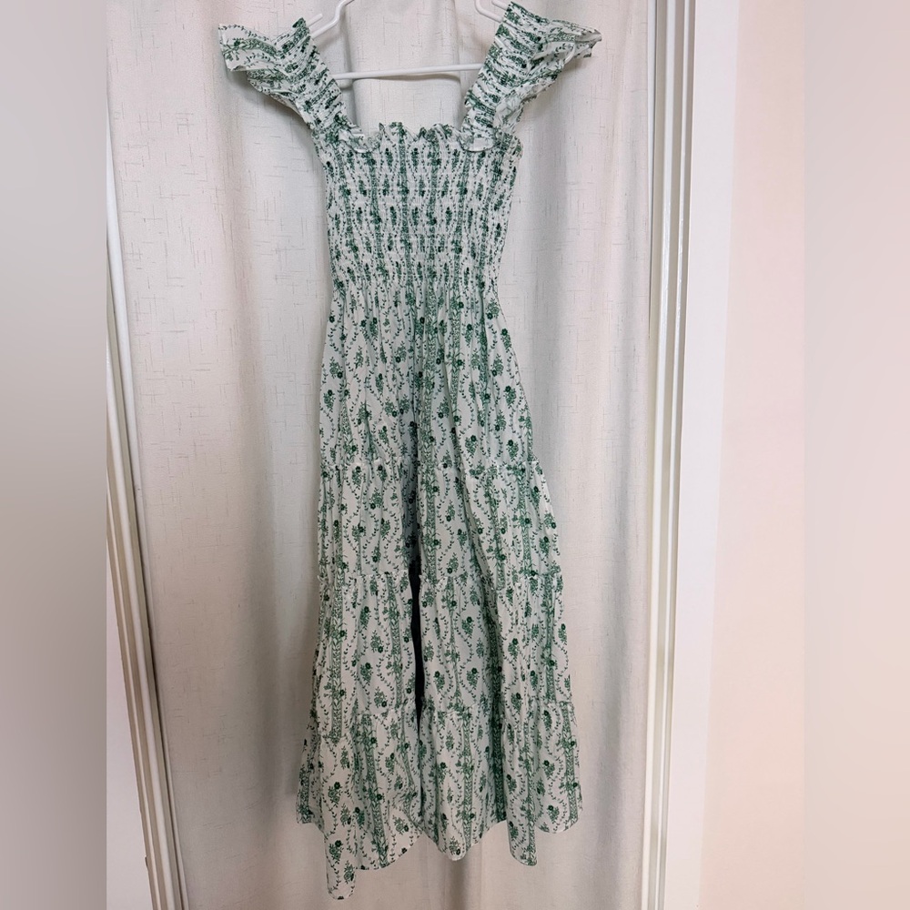 Hill House Ellie Nap Dress in Green Vine Stripe Cotton